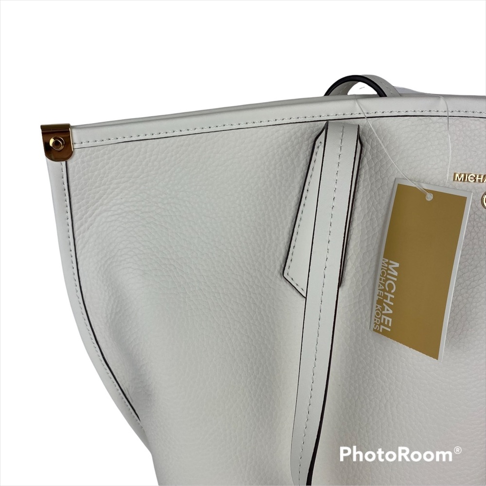 NWT Michael Kors Jane Pebble Leather Large Tote And Wallet Optic White - Picture 4 of 11